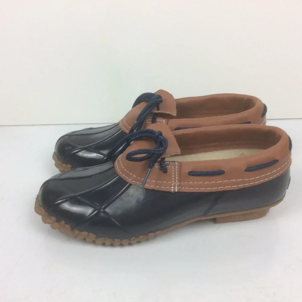 Pro Line Blue Waterproof Leather Outdoor Sheepskin Lined Rain Duck Shoes Size 6